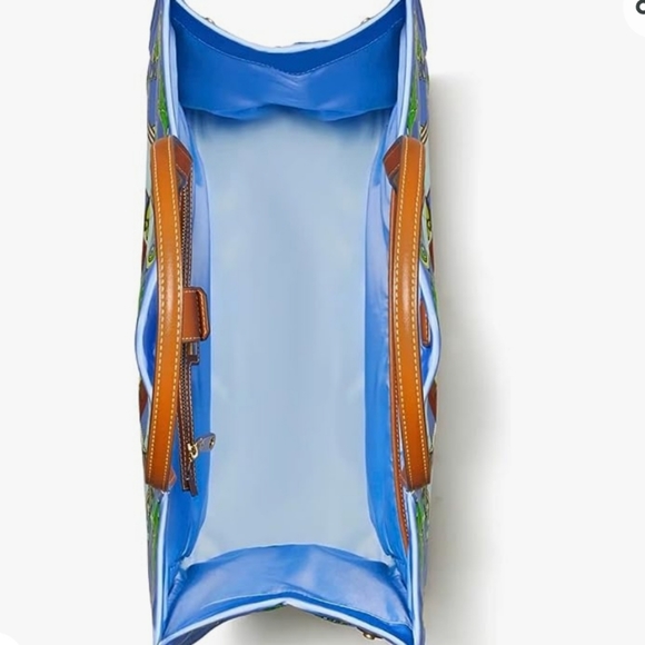 Tory Burch Ella Printed Tote Blue Carousel NWT - Picture 3 of 7